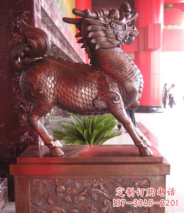 江西红铜麒麟神兽铜雕
