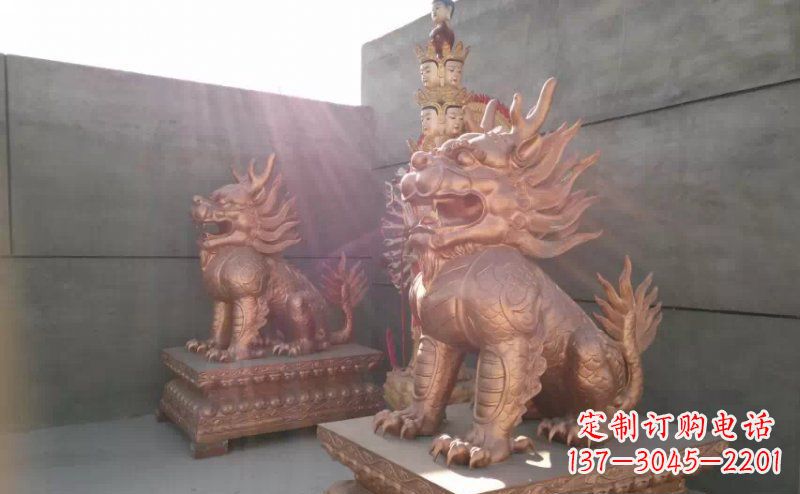 江西红铜麒麟古代神兽铜雕