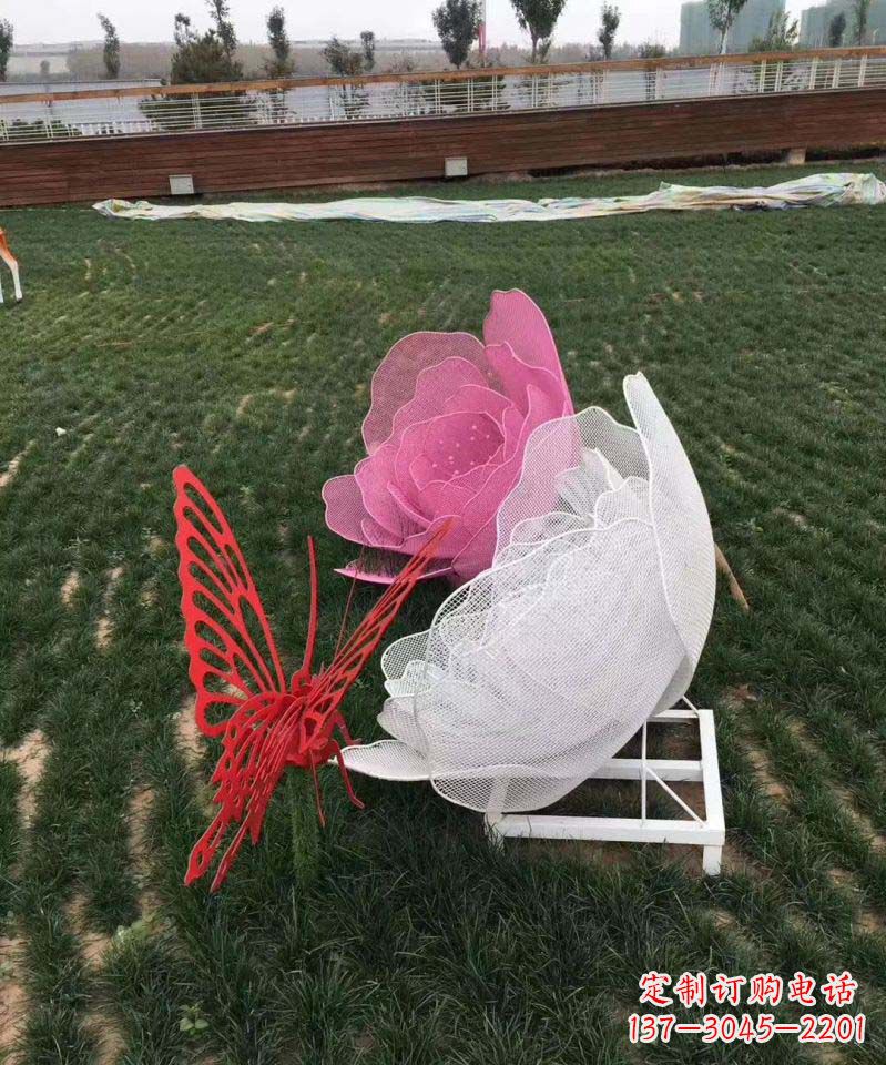江西户外不锈钢铁艺蝴蝶花朵雕塑