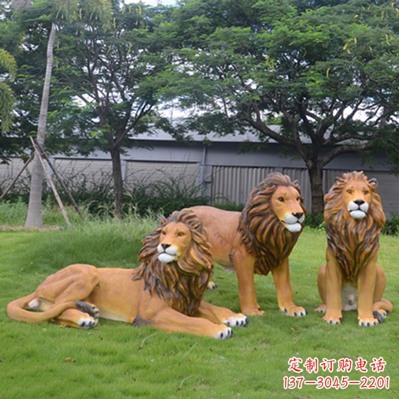 江西把公园里的斗勇气释放出来--领雕金刚户外仿真狮子雕塑