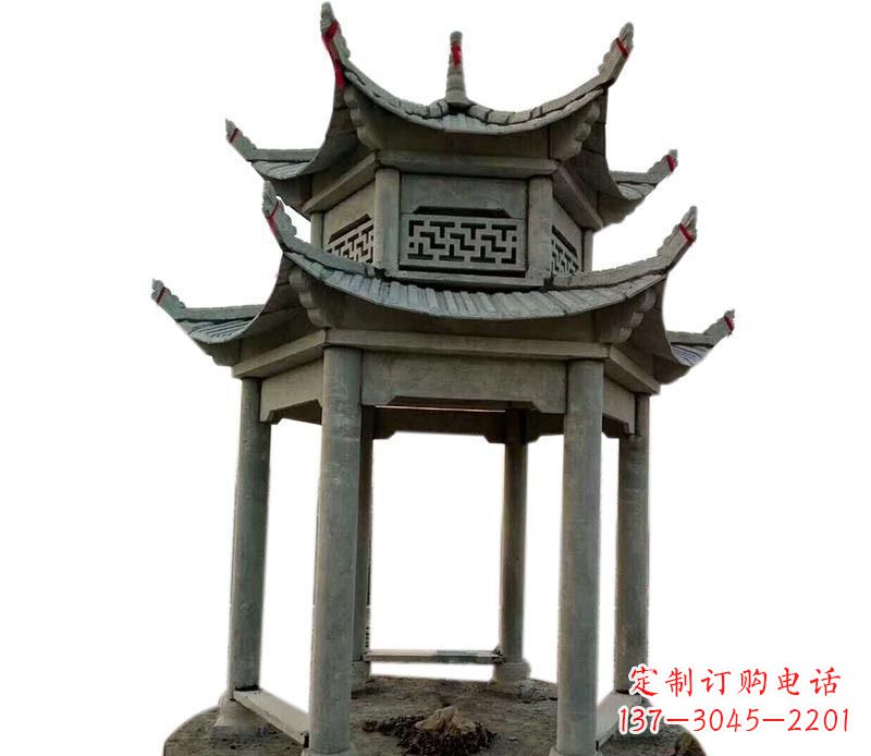 江西户外双层六角凉亭石雕