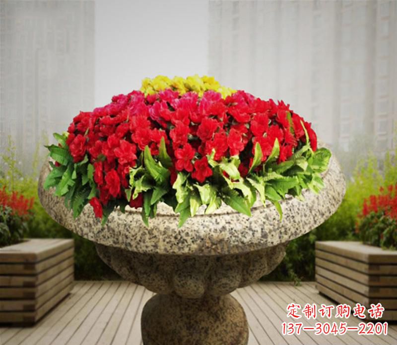 江西花岗岩小区景观花盆雕塑:精美艺术设计