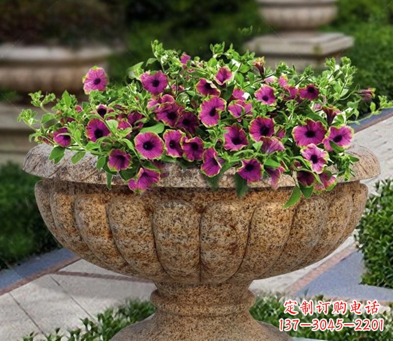 江西花岗岩小区景观花盆雕塑，添彩美化景观