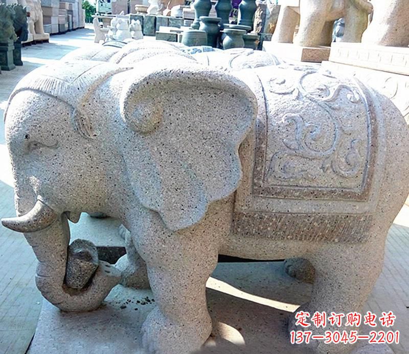 江西花岗岩元宝大象石雕,雕刻古典且充满质感