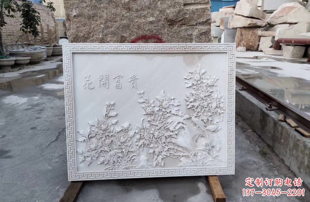 江西花开富贵石雕影壁,让你独享完美的装饰艺术