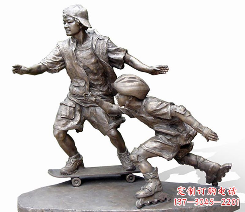 江西激情滑板,艺术雕塑:城市滑冰男孩铜雕