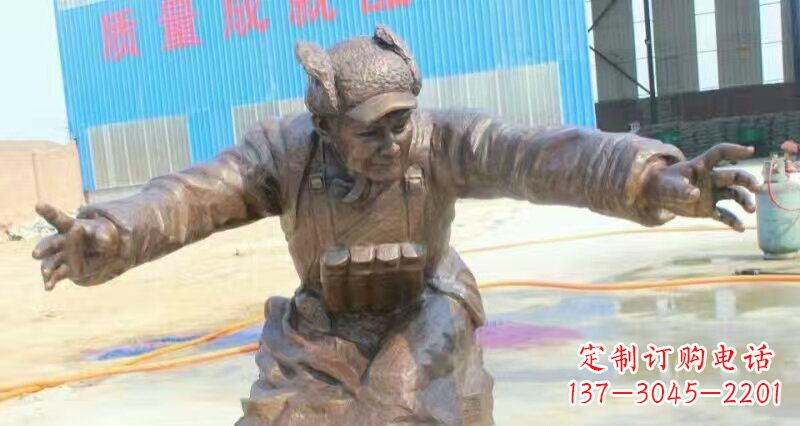 江西荣耀时刻,纪念经典——黄继光校园英雄人物铜雕