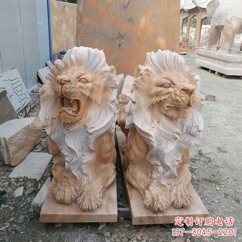 江西风格多样的狮子雕塑