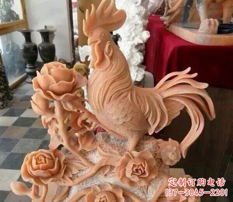 江西吉祥如意公鸡景观石雕