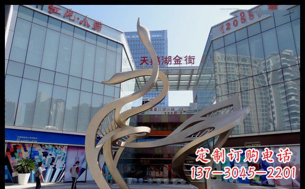 江西高雅大气的不锈钢抽象天鹅雕塑