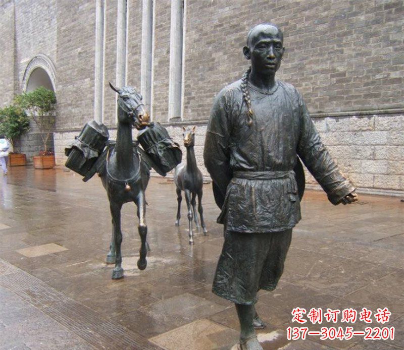 江西中领雕塑专业定制古代人物小品毛驴铜雕