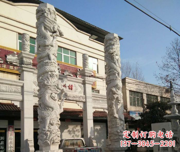 江西汇聚古灵神韵的大理石龙柱雕塑