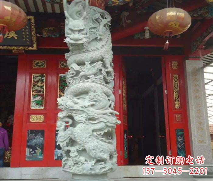 江西精美的大理石龙柱雕塑