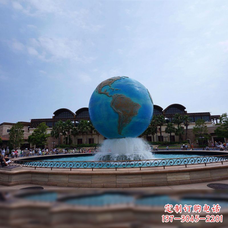 江西视觉奇景,不锈钢水景喷泉地球仪雕塑
