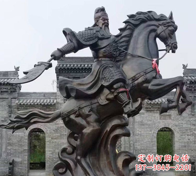 江西景区景点铸铜大型骑马关公