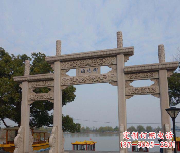 江西景区三门古典牌坊石雕