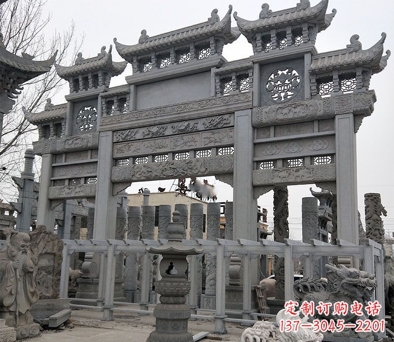 江西京中领雕塑:牌坊石雕定制