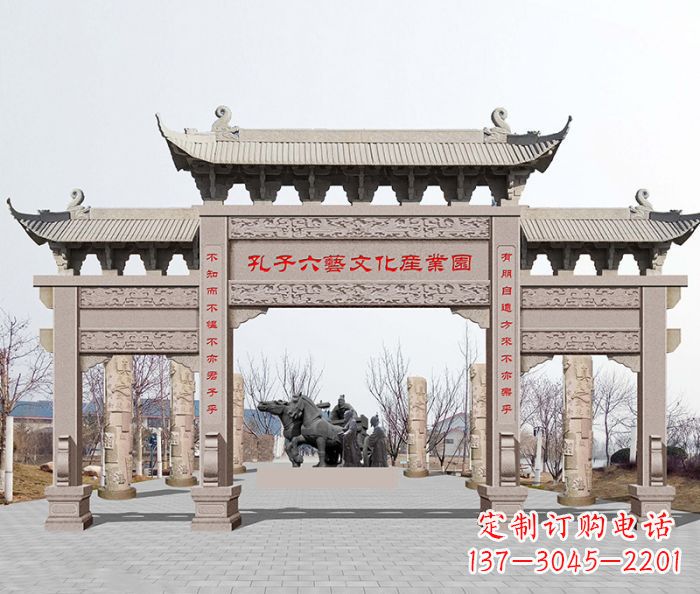 江西景区三门石雕牌坊-高质美观可靠的雕塑装置