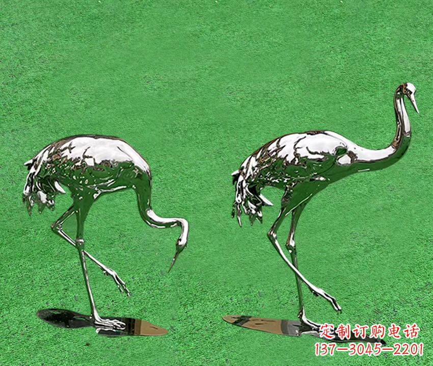 江西精美镜面不锈钢动物鹤雕塑
