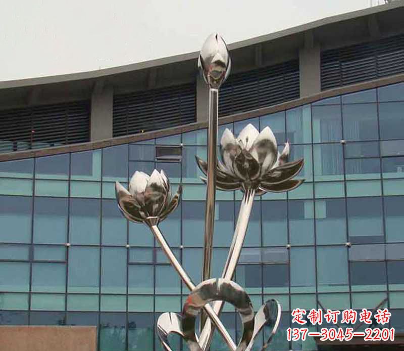 江西优质镜面不锈钢荷花塑像