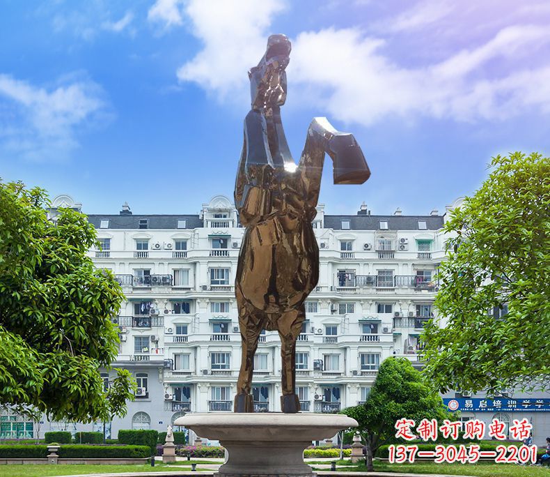 江西镜面城市经典不锈钢奔马塑像
