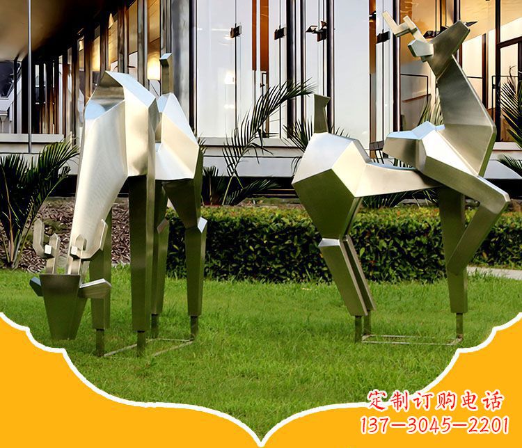 江西镜面福鹿不锈钢雕塑
