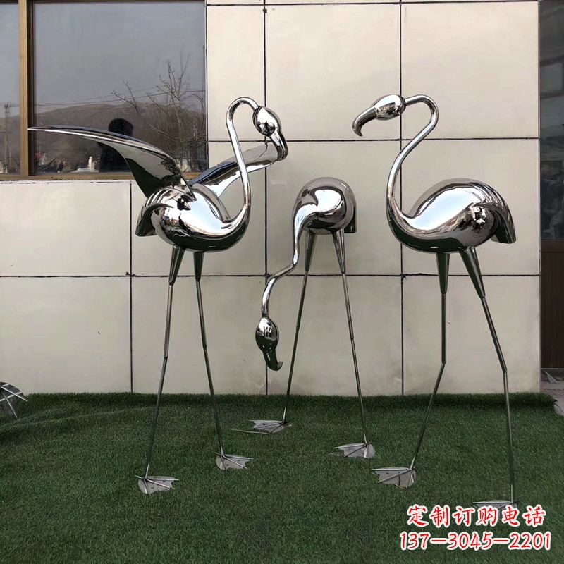 江西魅力传递,不锈钢仙鹤雕塑