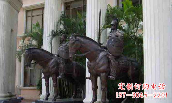 江西酒店门口骑马的罗马士兵人物铜雕
