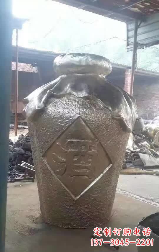 江西传统文化气质的酒坛铜雕