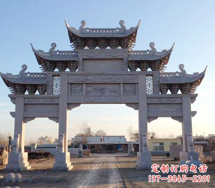 江西传承创新,老石牌坊雕塑定制