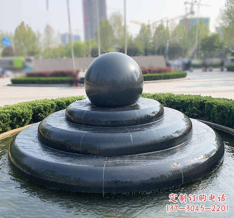 江西临沂石雕风水球喷泉,雕塑定制专属于您