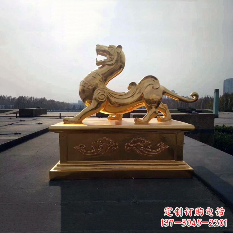 江西引领神兽,虎魂鎏金铜雕
