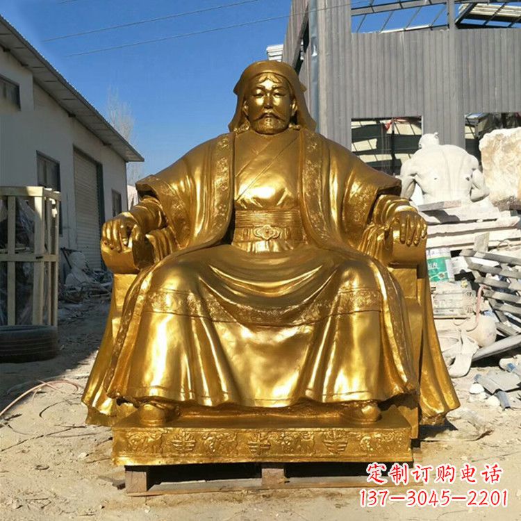 江西精美鎏金成吉思汗雕像,铸就历史精神