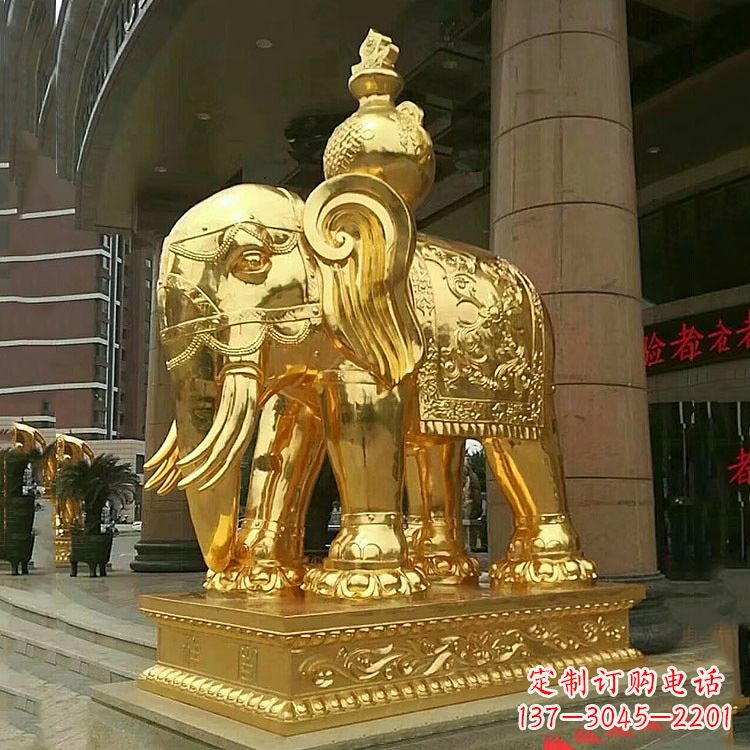 江西鎏金大门大象铜雕,招财辟邪吉祥动物雕塑