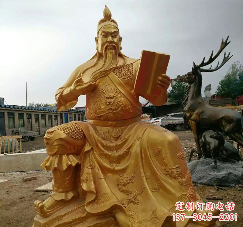 江西鎏金关公铜雕塑，历久弥新