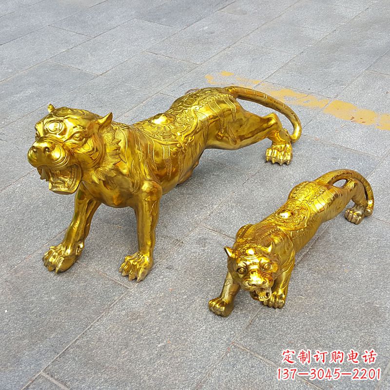 江西鎏金老虎,铜雕工艺精美