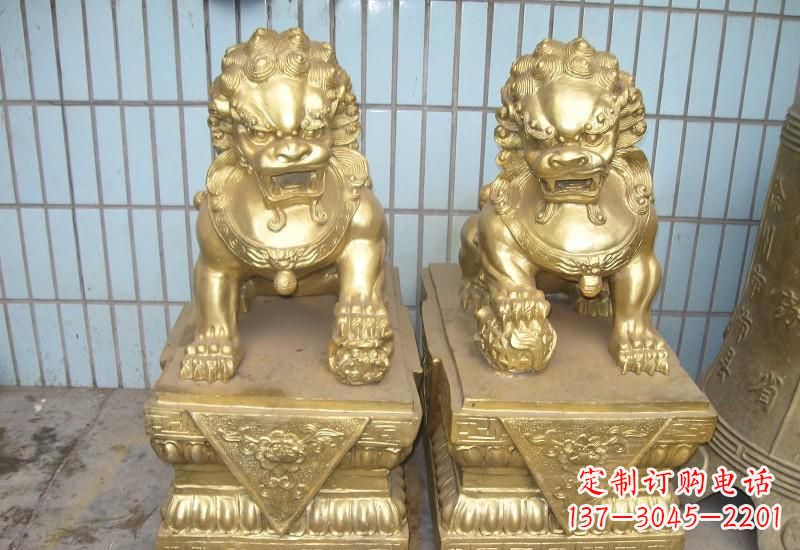 江西北京狮子雕塑,高雅典雅的手工鎏金铜制品