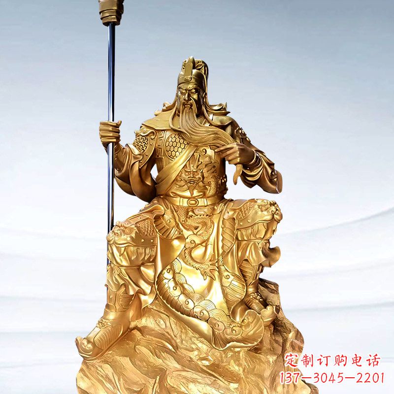 江西全新鎏金五虎上将关羽铜雕，精致细腻！