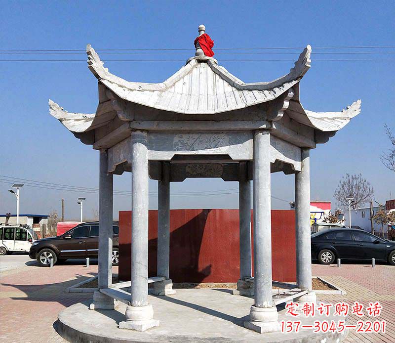 江西六角仿古凉亭雕塑,古朴迷人