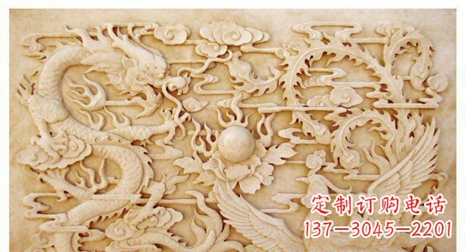江西精美龙凤戏珠公园景观石浮雕