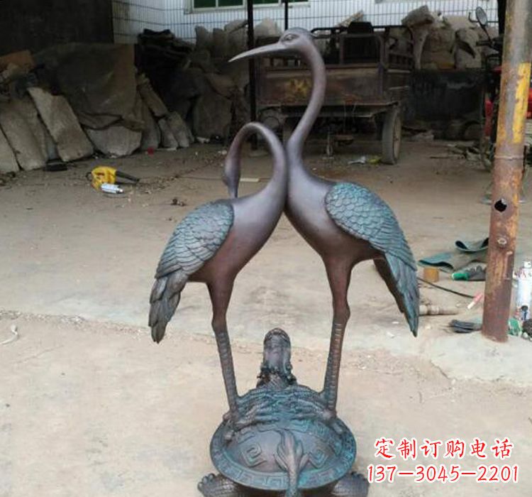 江西龙龟仙鹤铜雕_龟鹤延年雕塑