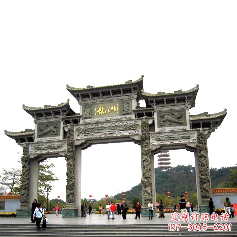 江西龙山景区大型石头雕塑牌楼,定制之选
