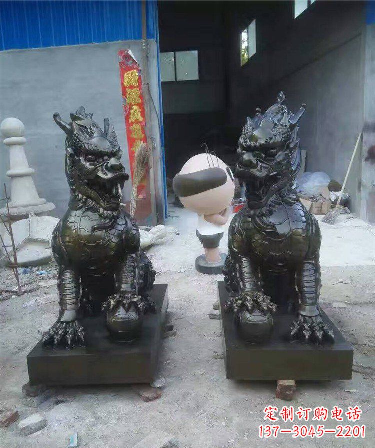 江西中领雕塑——神兽铜雕麒麟护持您的门口