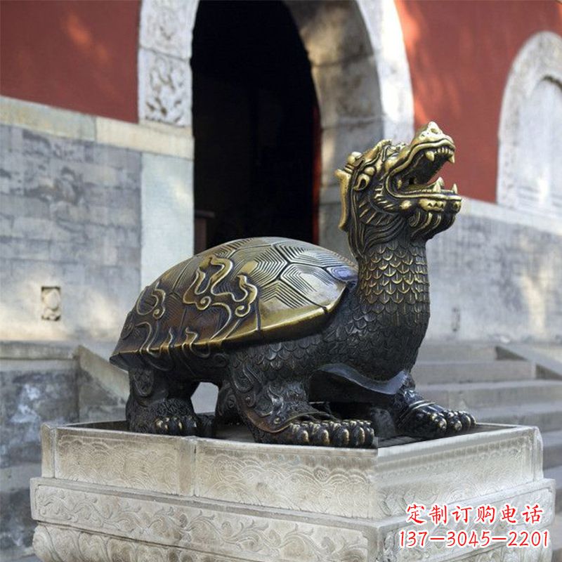 江西弥勒佛坐赑屃雕塑-寺庙大门神兽动物雕塑