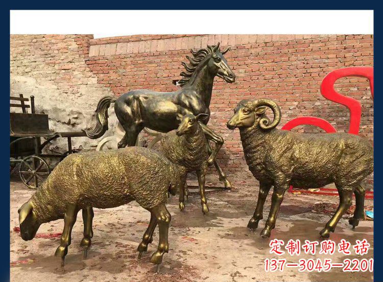 江西中领雕塑|绵羊公园动物铜雕,让自然之美永存