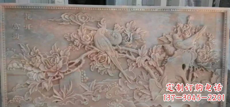 江西美轮美奂的牡丹花石浮雕