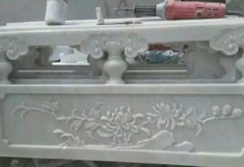 江西汉白玉花朵浮雕栏板，精致深具视觉立体感