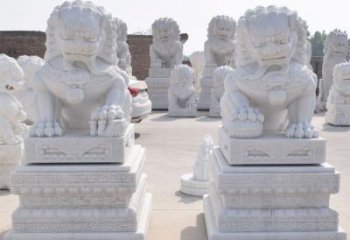 江西汉白玉看门狮子雕塑