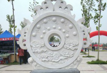 江西精雕细琢汉白玉双龙石门墩雕塑