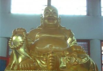 江西传统工艺制作鎏金弥勒佛像